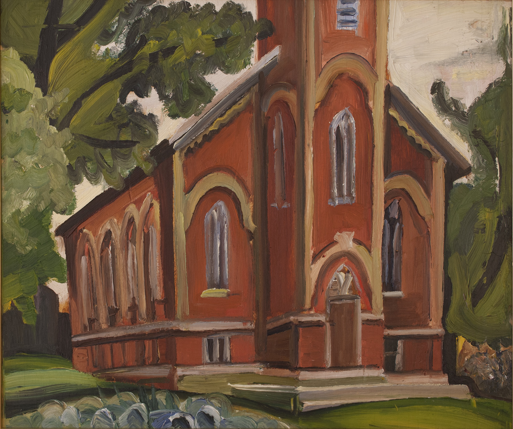 HEWARD Church in the country c 1930 OIl 12 x 14