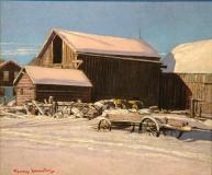 A winter barnyard, Huile sur toile, 15'' x 18''<span class="sold">vendu</span>