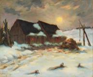 Levé de lune en hiver, 11935, Huile sur toile, 14'' x 17''<span class="sold">vendu</span>