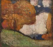 Grand orme en automne, Huile, 5,5'' x 6''<span class="sold">vendu</span>