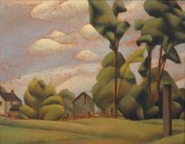 Farm scene, Huile sur panneau, 11½'' x 15''<span class="sold">vendu</span>