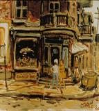 Street Corner, 1962, Huile sur toile, 10'' x 9''<span class="sold">vendu</span>