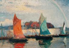 Boats at the dock, 1921, Huile sur toile, 18'' x 24''<span class="sold">vendu</span>