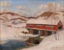 Pont couvert, Laurentides, Huile sur panneau, 10¾'' x 16½''<span class="sold">vendu</span>