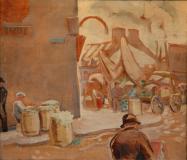 Quebec market scene, Huile sur toile, 24'' x 28''<span class="sold">vendu</span>