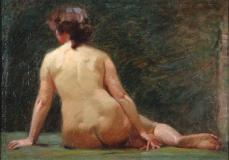 Reclining nude, Huile sur toile, 25½'' x 36''<span class="sold">vendu</span>