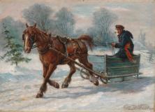 Sleigh ride, Huile sur toile, 12¼'' x 17¼''<span class="sold">vendu</span>