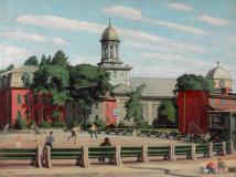 St-Ann's church, Gallery square, Montréal, 1949, Oil on panel, 24'' x 32''<span class="sold">sold</span>