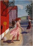 Street scene, 1950, Oil on panel, 8'' x 6''<span class="sold">sold</span>