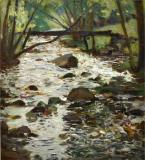 The brook, Huile sur panneau, 12'' x 11''<span class="sold">vendu</span>