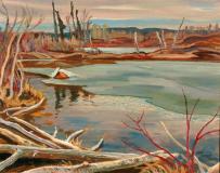 The break up, Snib Lake, Huile sur toile, 25'' x 32''<span class="sold">vendu</span>