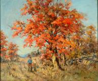 The red maple, Huile sur panneau, 21¼'' x 25¼''<span class="sold">vendu</span>