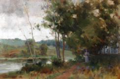 The riverside walk, Huile sur toile, 15½'' x 24''<span class="sold">vendu</span>