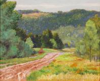 The rolling road, Huile sur panneau, 11'' x 13½''<span class="sold">vendu</span>