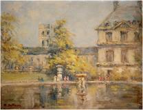 View of St-Sulpice, Jardin du Luxembourg, Paris, 1919, Pastel on paper, 7½'' x 9½''<span class="sold">sold</span>