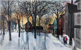 Winter evening, Huile sur toile, 30'' x 48''<span class="sold">vendu</span>