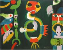 Totemique II, 1964, Huile sur toile, 28½'' x 36''<span class="sold">vendu</span>