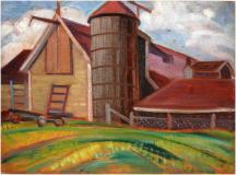 Farm, Huile sur panneau, 9'' x 12''<span class="sold">vendu</span>