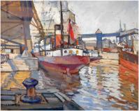 Montreal harbour, 1939, Gouache sur papier, 19½'' x 24''<span class="sold">vendu</span>