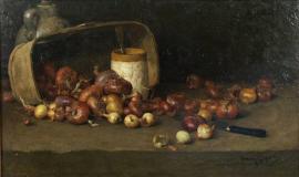 Nature morte aux oignons, Huile sur toile, 12'' x 20''<span class="sold">vendu</span>