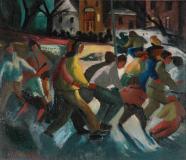 Patineurs, parc Flora, 1944, Huile sur toile, 18'' x 21''<span class="sold">vendu</span>