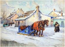 Vieux Longueuil, 1932, Aquarelle sur papier, 12'' x 16''<span class="sold">vendu</span>